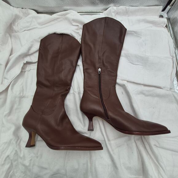 NEW Dolce Vita Annika Pointed Toe Chocolate Leather Knee High Boot Women sz 9.5 - Picture 3 of 6